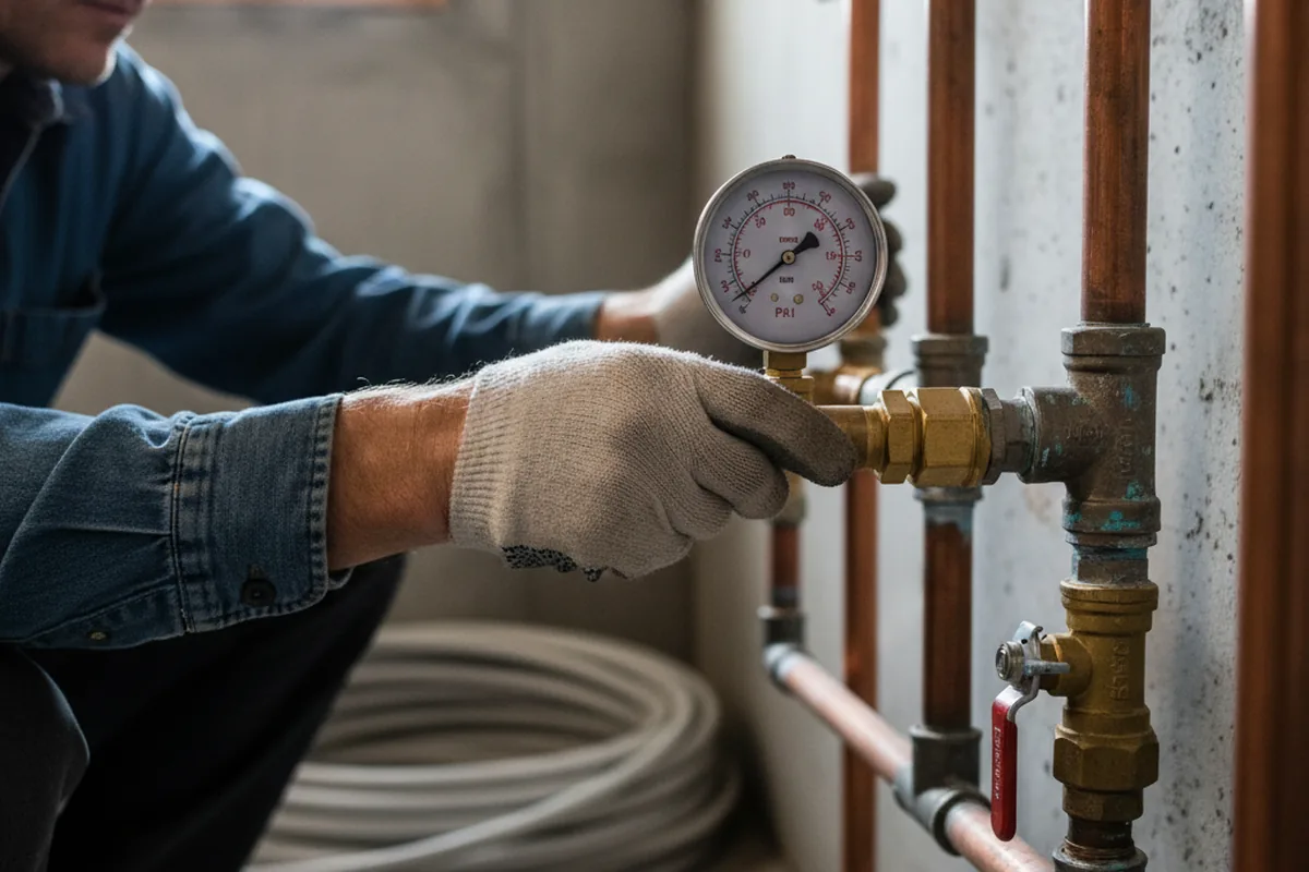 Pressure testing a repaired line during Water Line Repair in Knoxville